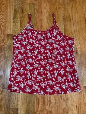 Source Unknown Red Floral Spaghetti-Strap Tank